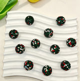 Dark green christmas rhinestone focal beads, sparkly crystal beads for holiday DIY craft supplies