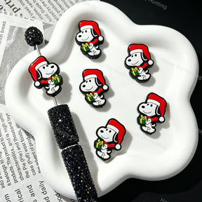 Christmas Santa Hat Dog Character Silicone Focal Beads for beadable pen DIY craft projects
