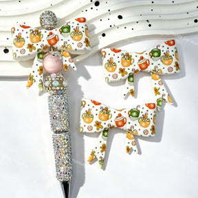 Christmas theme bow silicone focal beads for DIY beadable pens and holiday crafts