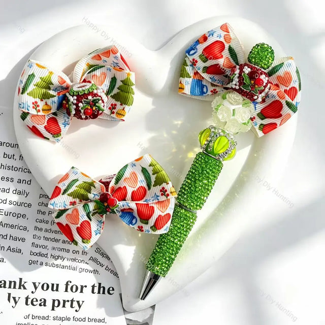 festive christmas tree heart ribbon bow fancy beads for diy beadable pens craft supplies