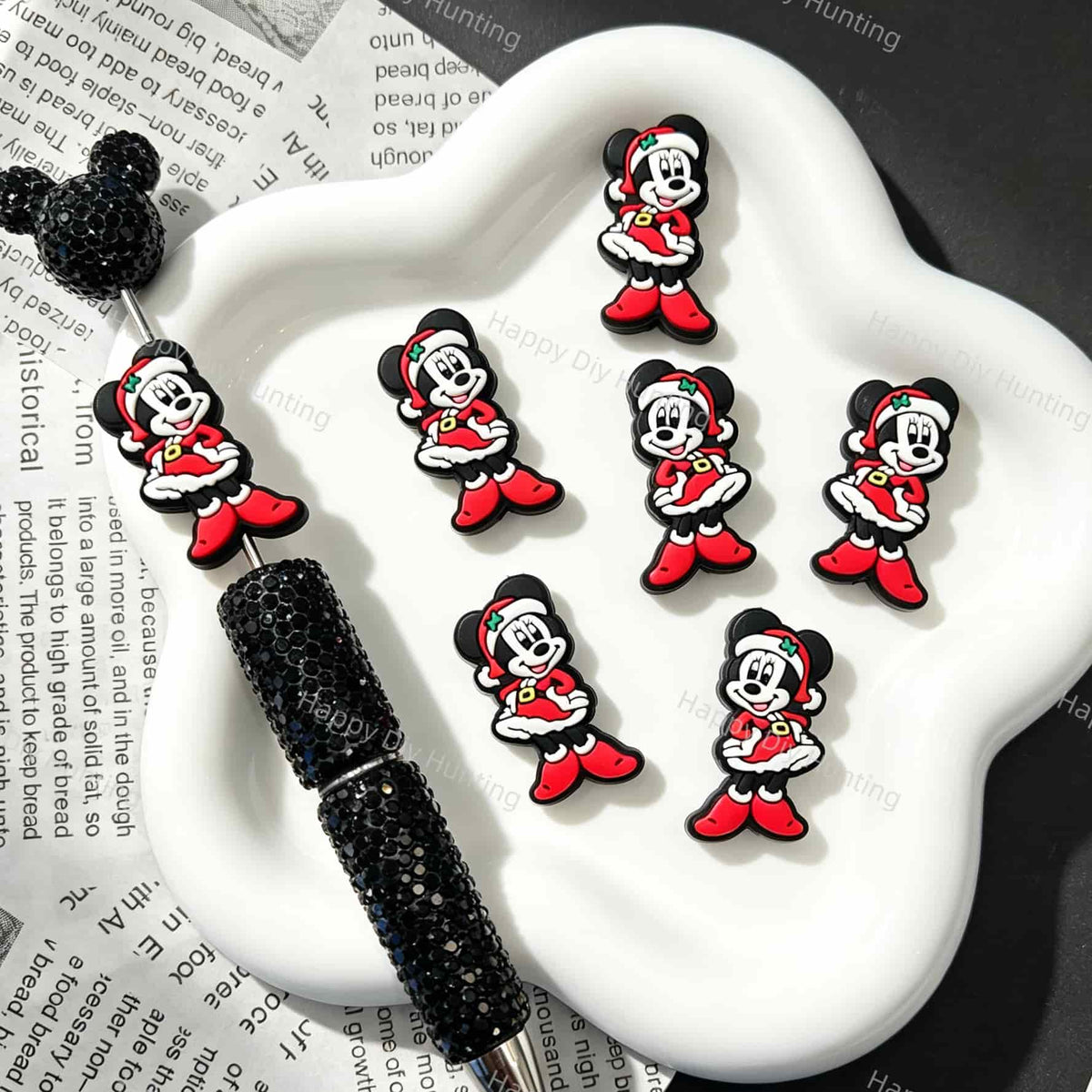 Christmas Dress‑Up Cartoon Character Silicone Focal Beads for beadable pen DIY craft projects