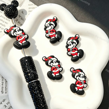 Christmas Outfit‑Style Cartoon Character Silicone Focal Beads for beadable pen DIY craft projects