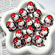 Christmas santa hat cartoon cat printed silicone focal beads, set of 5 large‑hole holiday craft beads for beadable pen and keychain DIY supplies