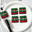 Christmas squad text printed square silicone focal beads, set of 5 large‑hole holiday craft beads for beadable pen and keychain DIY supplies