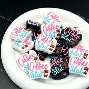 coffee slut funny quote silicone focal bead for DIY pens and handmade jewelry crafts