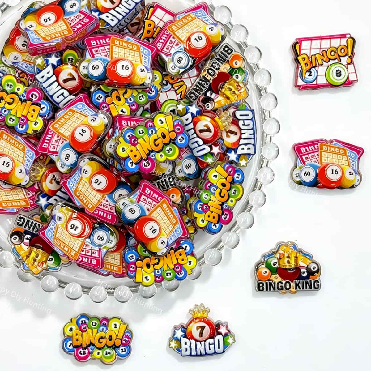 colorful bingo game acrylic focal beads for DIY pens and bingo-themed handmade jewelry