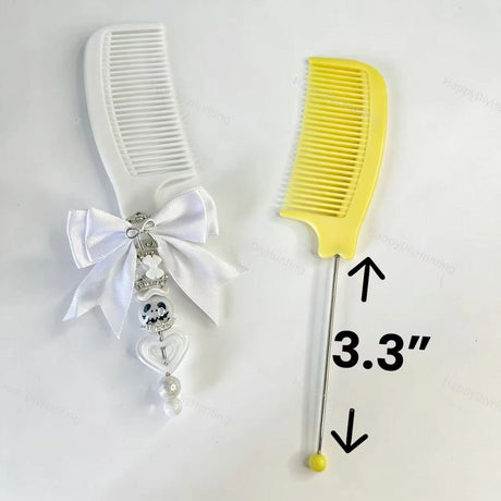 Multicolor plastic DIY beadable comb blanks with 3.3 inch metal rod for custom beaded hair accessory crafts