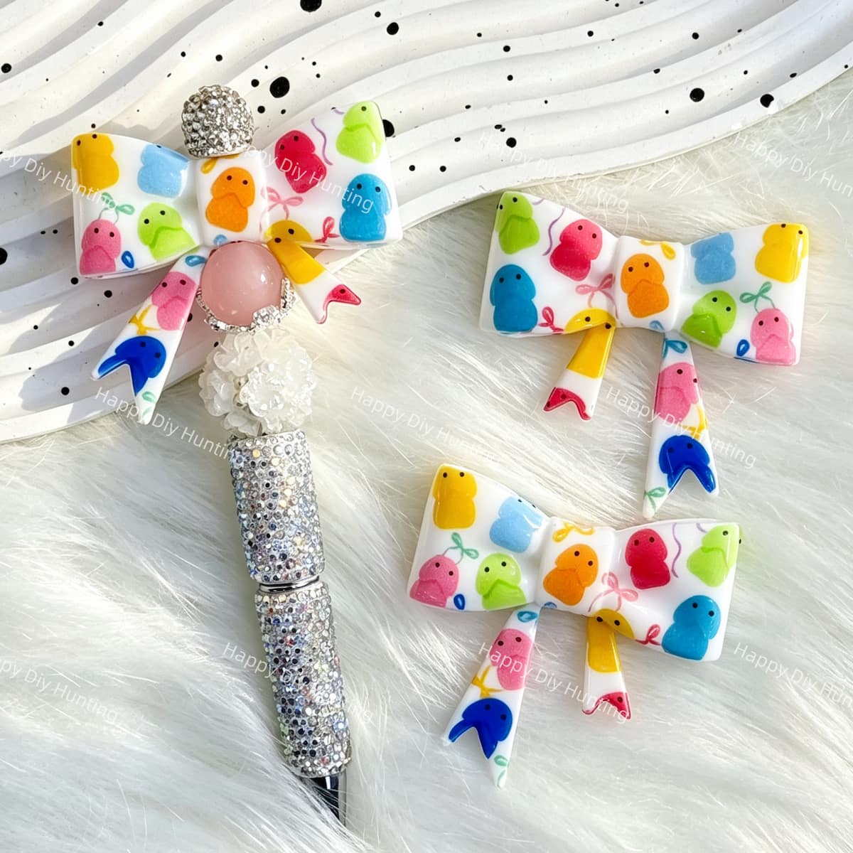 colorful Richard bow silicone focal beads for DIY pens and playful handmade crafts