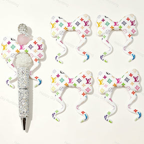 Colorful Geometric V*L Print Bow Silicone Focal Beads for custom beadable pen handmade DIY craft projects