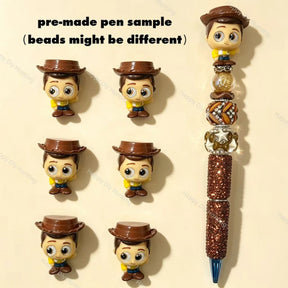 cute cowboy boy character pen toppers with holes for diy beadable pens craft supplies