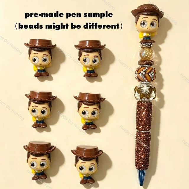 cute cowboy boy character pen toppers with holes for diy beadable pens craft supplies