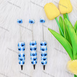 Blue Furry Monster Character Beadable Pen