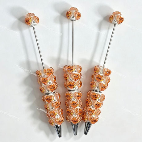cream heart designer beadable pens wholesale for DIY custom crafts and personalized pens