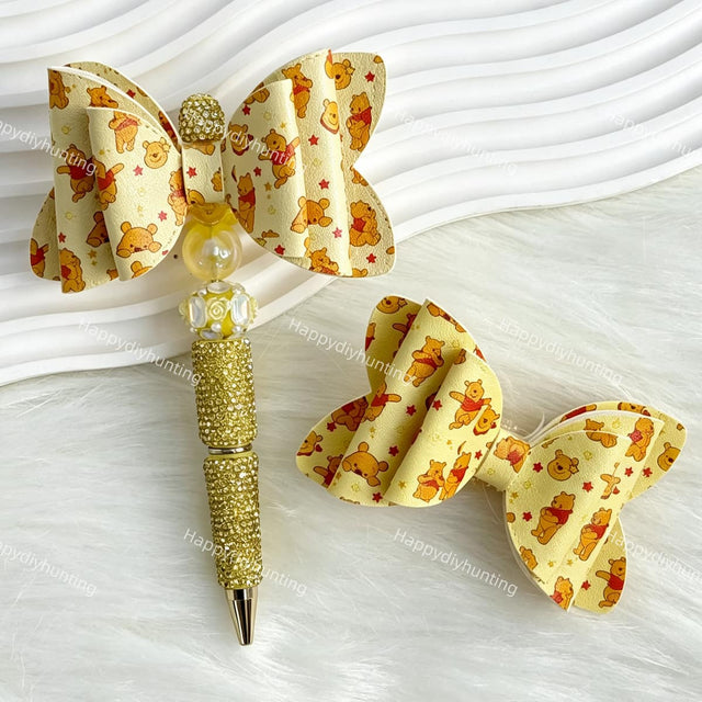 cream yellow bear bow beads for DIY beadable pens and jewelry crafts
