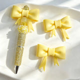 Cream yellow solid bow silicone focal beads for DIY beadable pens