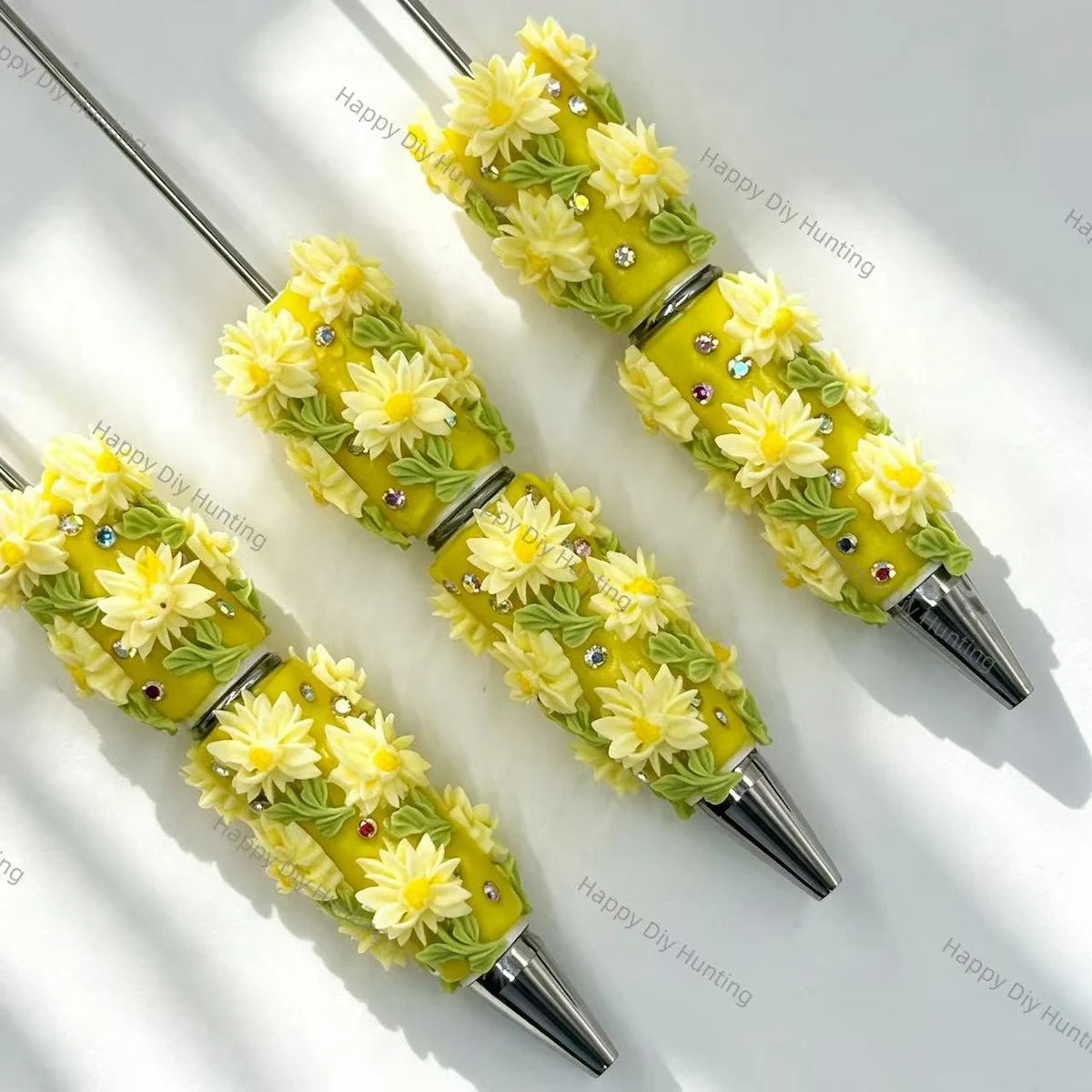 multi‑color 3d daisy flower handmade wholesale beadable pens compatible with all focal beads and pen toppers for diy writing craft
