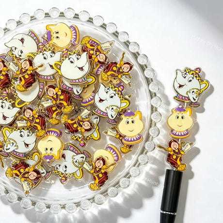 cute cartoon teapot cup acrylic focal beads for DIY pens and tea-themed jewelry crafts