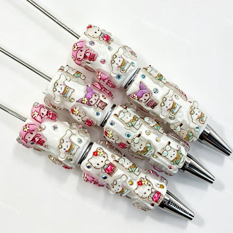 cute character friends beadable pens wholesale for DIY custom craft projects and collectible stationery