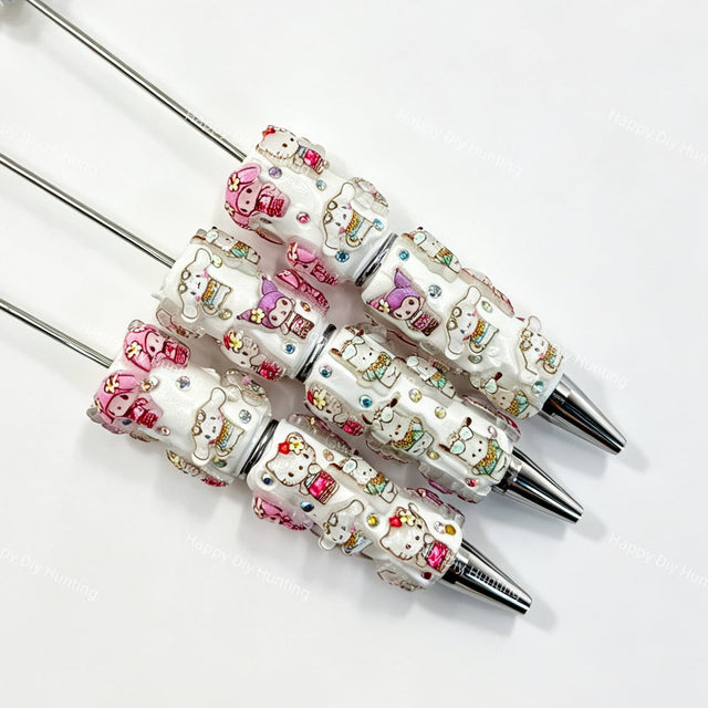 cute character friends beadable pens wholesale for DIY custom craft projects and collectible stationery