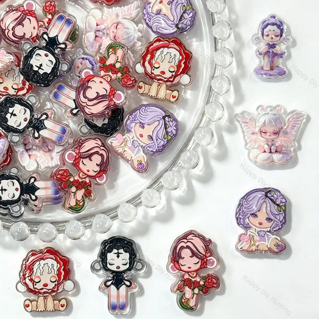 cute doll cartoon acrylic focal beads for DIY beadable pens keychains and handmade jewelry crafts