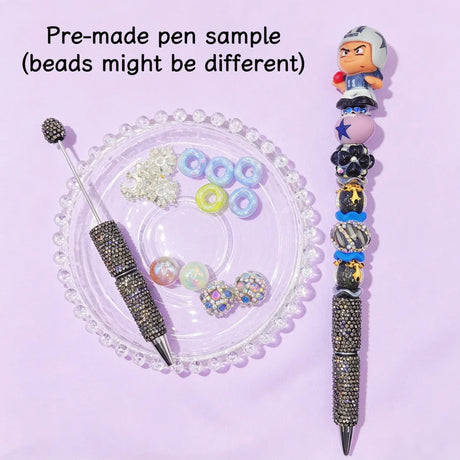 cute football player character pen toppers no hole matched with beadable pens & acrylic beads
