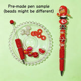 cute football player character pen toppers no hole matched with beadable pens & acrylic beads
