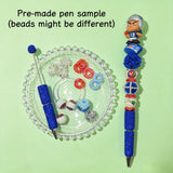 cute football player character pen toppers no hole matched with beadable pens & acrylic beads