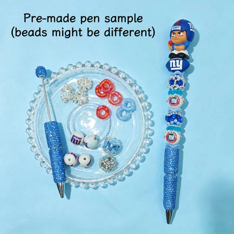 cute football player character pen toppers no hole matched with beadable pens & acrylic beads