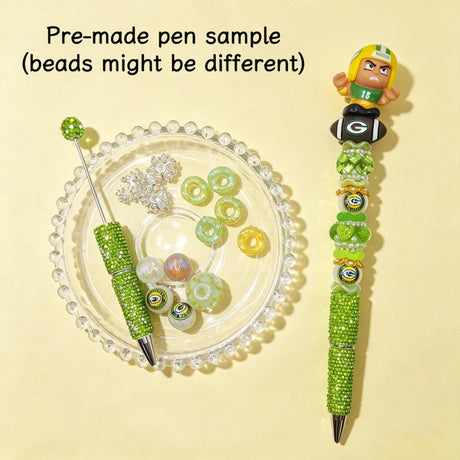 cute football player character pen toppers no hole matched with beadable pens & acrylic beads