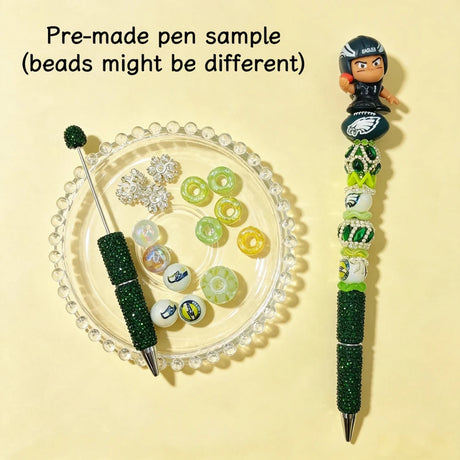 cute football player character pen toppers no hole matched with beadable pens & acrylic beads