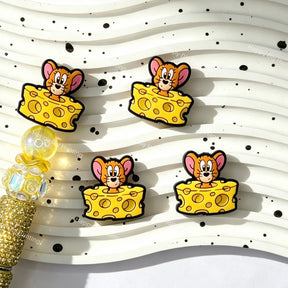cute little mouse with cheese silicone focal beads for DIY pens and playful handmade crafts