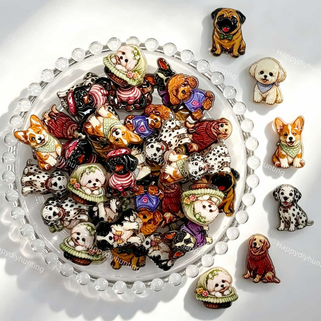 cute mixed puppy dog acrylic focal beads for DIY beadable pens and jewelry crafts
