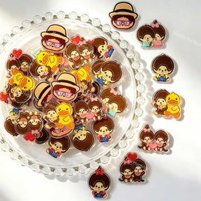 cute monkey doll acrylic focal beads for DIY pens and playful jewelry crafts