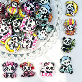 cute panda cartoon acrylic focal beads for DIY beadable pens keychains and handmade jewelry crafts