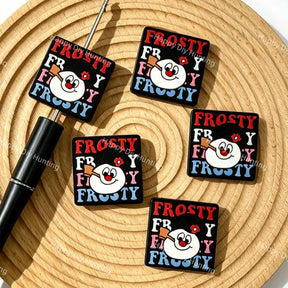 cute square snowman Christmas silicone focal beads for DIY pens and holiday-themed handmade crafts