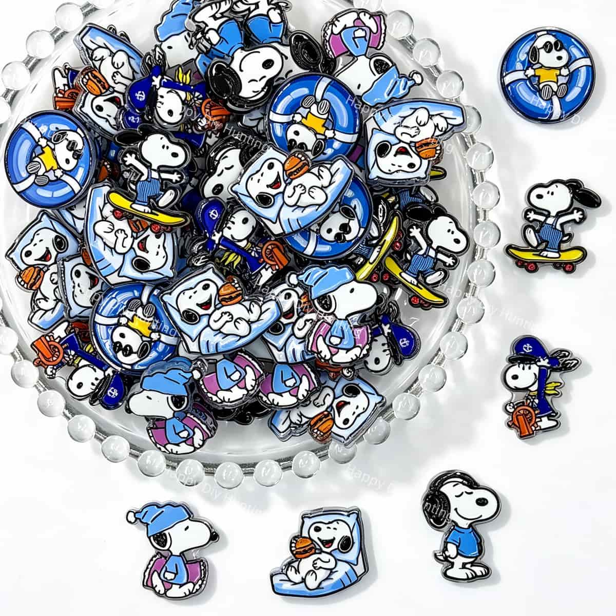 cute summer puppy acrylic focal beads for DIY pens and Snoopy-inspired handmade jewelry