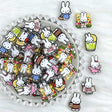 cute white bunny acrylic focal beads for DIY beadable pens and jewelry crafts