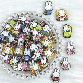 cute white bunny acrylic focal beads for DIY beadable pens and jewelry crafts