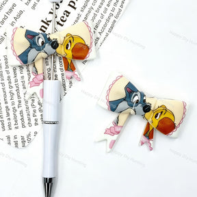 Printed silicone bow focal beads for beadable pens, keychains and handmade jewelry projects.