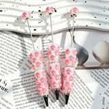 cute pink shimmer starfish figurine cartoon character beadable pens, cartoon themed pen blanks for diy stationery craft and handmade gift making