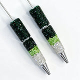 dark green ombre rhinestone beadable pen wholesale for DIY custom crafts and personalized pens