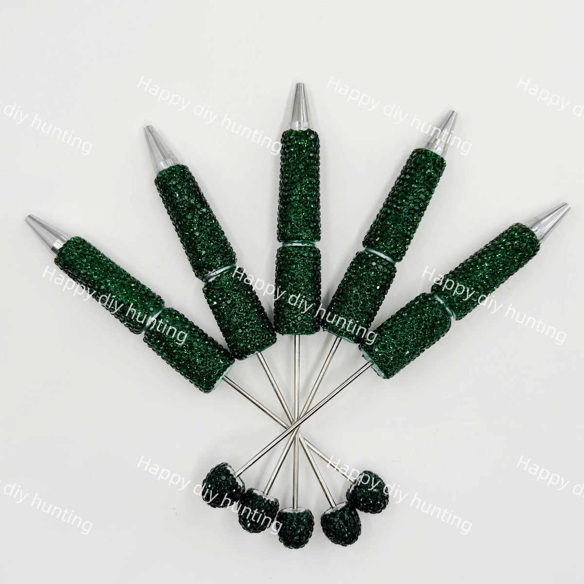 dark green rhinestone beadable pen blanks diy handmade stationery craft supplies wholesale glitter design