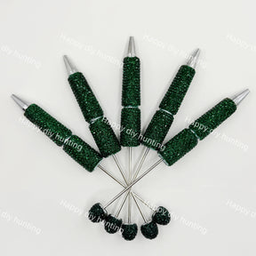 dark green rhinestone beadable pen blanks diy handmade stationery craft supplies wholesale glitter design