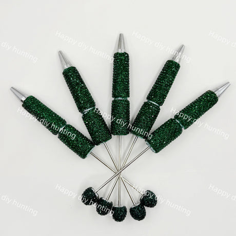 dark green rhinestone beadable pen blanks diy handmade stationery craft supplies wholesale glitter design