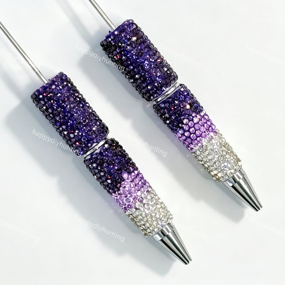 dark purple ombre rhinestone beadable pen wholesale for DIY custom crafts and personalized pens