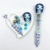 Blank no-hole dark vintage bride PVC pen toppers match acrylic rhinestone beads for DIY beadable pens, keychains and bag charms - happy diy hunting