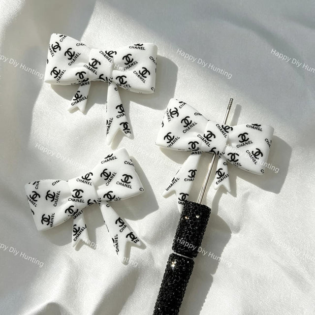 designer CC bow silicone focal beads for DIY pens and fashion-inspired handmade crafts