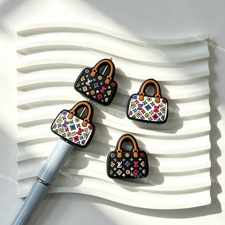 designer colorful V*L handbag shaped silicone focal beads for DIY pens and fashion-inspired crafts