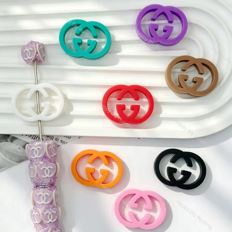 multicolor designer‑style interlocking silicone focal beads for diy beadable pens and pen toppers craft supplies