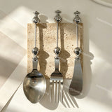DIY beadable stainless steel cutlery set, blank metal spoon, fork and butter knife for DIY custom tableware and handmade craft gifts